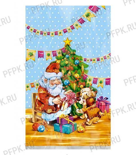 Пакет НГ прозр. с рис. + мет. 20х35 Гирлянда [100/2000]