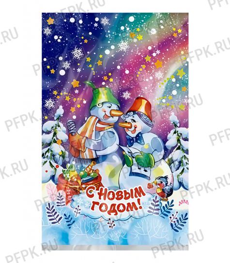 Пакет НГ прозр. с рис. + мет. 25х40 Дуэт [100/2000]