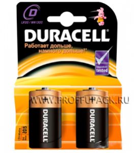 Батарейки DURACELL LR20 (D) алкалин (блистер 2 шт) (176-946) [2/20]