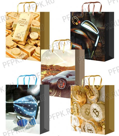 Сумочка бумажная 32х44х10 МЕГА (XL) XL-514/515/516/517/518 (Мужская) [10/200]