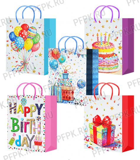 Сумочка бумажная 32х44х10 МЕГА (XL) XL26-531/532/533/534/535 (Праздник) [10/200]