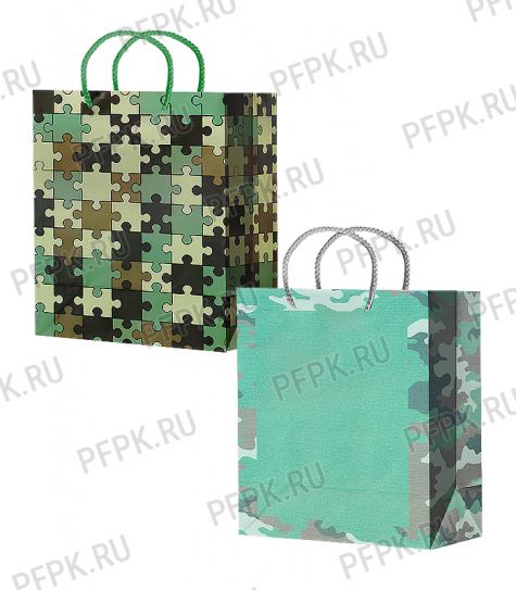 Сумочка бумажная 18х22х10 МЕГА (M) M25-251/252 (Камуфляж) [10/200]