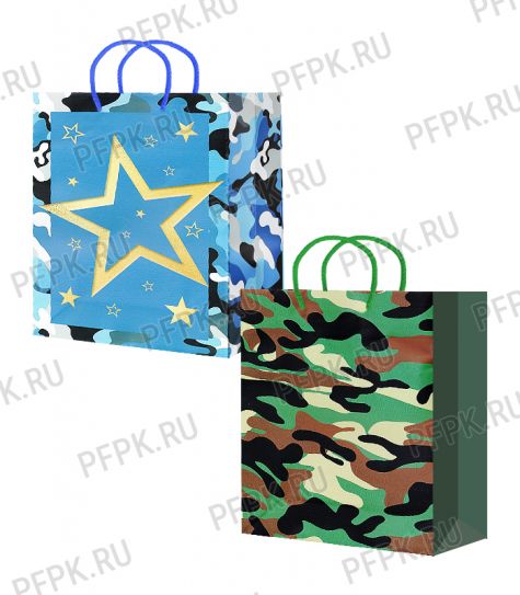 Сумочка бумажная 26х32х13 МЕГА (L) L25-336/337 (Камуфляж) [10/200]