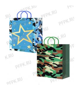 Сумочка бумажная 26х32х13 МЕГА (L) L25-336/337 (Камуфляж) [10/200]