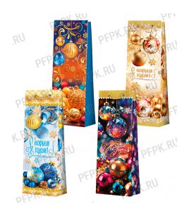 НГ сумочка бумажная под бутылку 12х36х8 МЕГА (B) B(123х78х362)-НГ МИКС №4  (4 дизайна) [12/360]