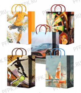 Сумочка бумажная 14х20х6,5 МЕГА (MS) MS-606/607/608/609/610 (Мужская) [10/200]