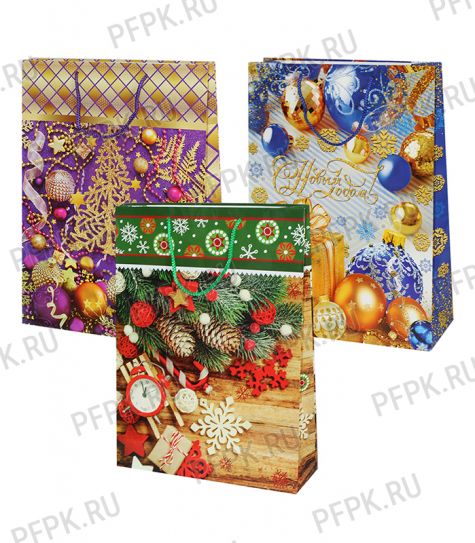 НГ сумочка бумажная 32х44х10 МЕГА (XL) XL(324х102х445)-Микс 