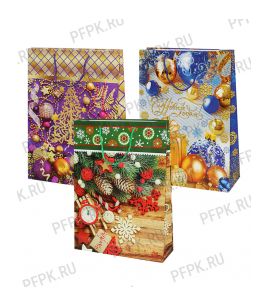 НГ сумочка бумажная 32х44х10 МЕГА (XL) XL(324х102х445)-Микс 