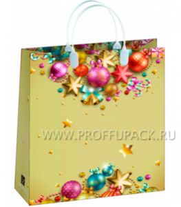 НГ Сумочка из мягкого пластика 01 (26х23х10) малая BAS-112 (Шары и звёзды) [20/200]