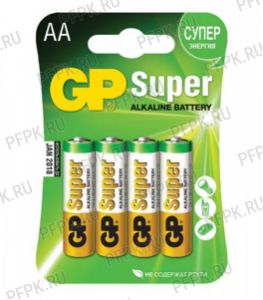 Батарейки GP Super LR6 (АА) алкалин (блистер 4 шт) [40/320]