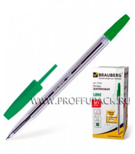 Ручка шариковая BRAUBERG Line (Лайн) 1мм Зеленая (141-342) [50/1000]