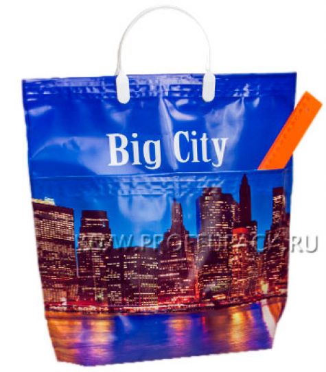 Хозяйственная сумка С КАРМАНАМИ, П/Э 37х37+10 (150мкм) Город (Big City) [10/50]