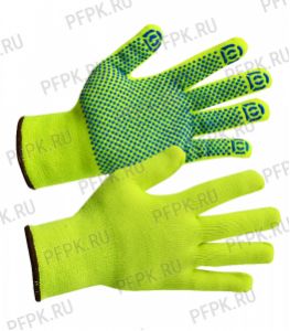 Перчатки зимние акриловые ТОЧКА Салатовые [10/100]