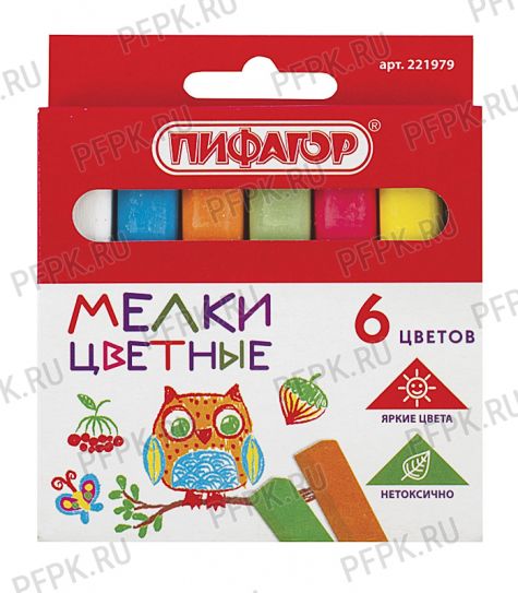 Мел цветной (набор 6 цветов) ПИФАГОР (221-979) [1/81]