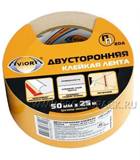 Клейкая лента двухсторонняя на ПП основе 50х25 AVIORA (303-007) [1/36]