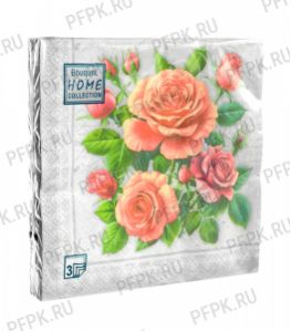 Салфетки бум. DESNA HOME COLLECTION CLASSIC (20 листов) Розы в рамке. Серебро [12/12]