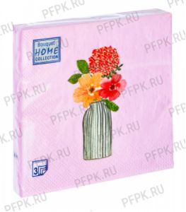 Салфетки бум. DESNA HOME COLLECTION CLASSIC (20 листов) Ваза с цветами на розово..