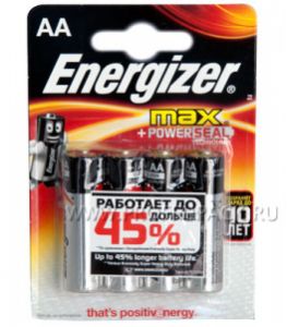 Батарейки ENERGIZER Max LR6 (АА) алкалин (блистер 4 шт) [4/96]