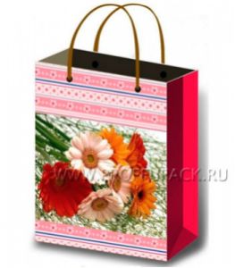 Сумочка бумажная 26х32х13 МЕГА (LP) LP-3040 (Герберы) [10/200]