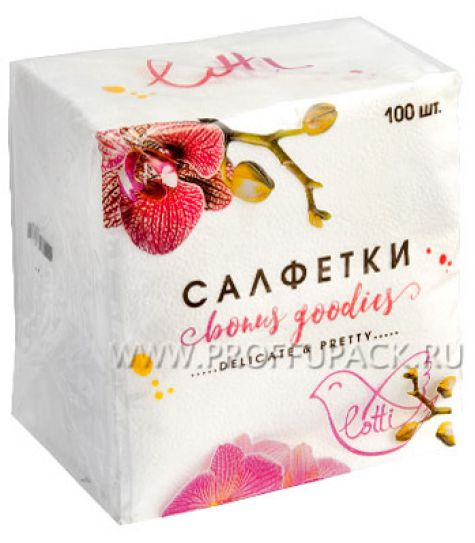 Салфетки бум. LOTTI 25х25, 1-сл. (100 листов) Белые [1/50]