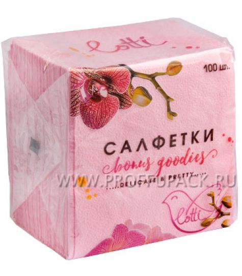 Салфетки бум. LOTTI 25х25, 1-сл. (100 листов) Розовые [1/50]