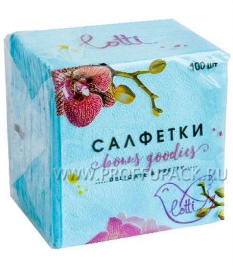 Салфетки бум. LOTTI 25х25, 1-сл. (100 листов) Голубые [1/50]