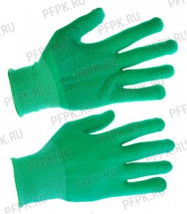Перчатки нейлоновые с покрытием ТОЧКА Зеленые [12/1200]