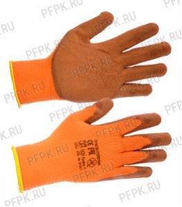 Перчатки зимние акриловые ПЕНА Оранжевые с коричневым покрытием [10/480]