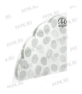 Салфетки бум. DESNA RONDO, 3-сл.,с рис. (12 листов) Пасха.Пасхальные яйца.Серебро [15/15]