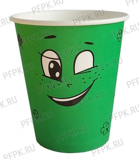 Стакан 250 мл бумажный Emoji зеленый [50/1000]
