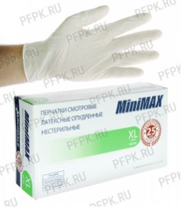 Перчатки латексные смотровые медицинские опудренные (уп. 100 шт.) XL (MiniMax) [1/10]