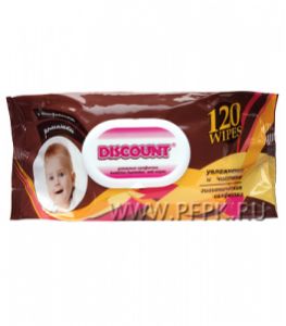 Салфетки влажн. DISCOUNT с клапаном (уп. 120 шт.) Ромашка (для детей) [14/14]