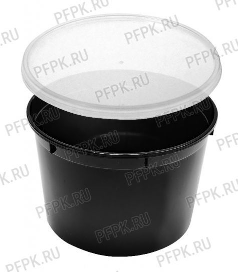 Ведро 0,5л, д-р 112мм БЕЗ РУЧКИ (с крышкой ) Черное [1/198]
