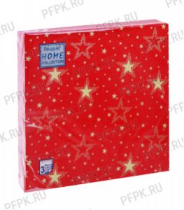 Салфетки НГ бум. DESNA HOME COLLECTION CLASSIC (20 листов) Золотые звезды на красном фоне [12/12]