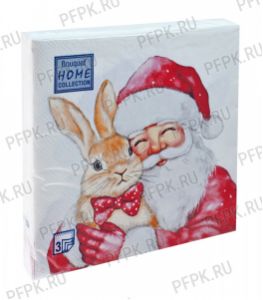 Салфетки НГ бум. DESNA HOME COLLECTION CLASSIC (20 листов) Дед Мороз с кроликом [12/12]