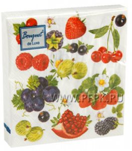 Салфетки бум. BOUQUET de LUXE 24х24, 3-сл.,с рис. (25 листов) Фруктовое ассорти ..