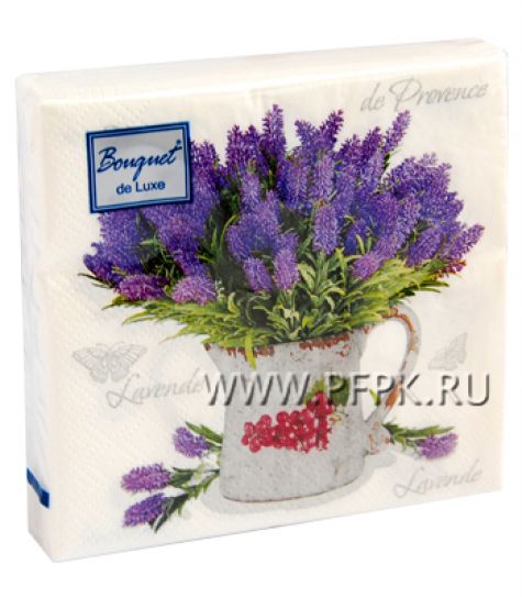 Салфетки бум. BOUQUET de LUXE 24х24, 3-сл.,с рис. (25 листов) Лаванда [15/15]