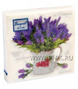 Салфетки бум. BOUQUET de LUXE 24х24, 3-сл.,с рис. (25 листов) Лаванда [15/15]