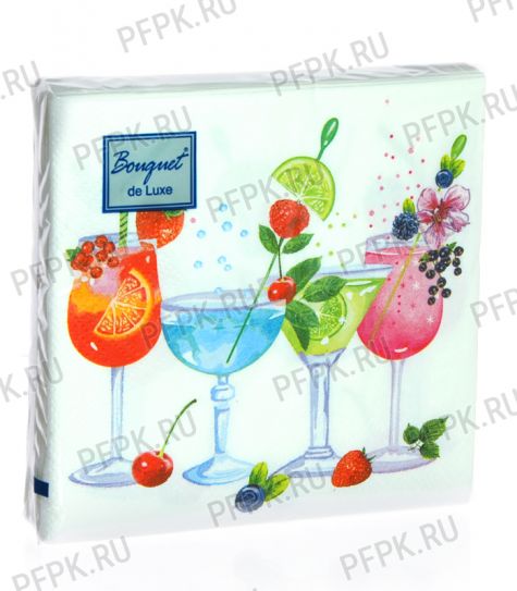 Салфетки бум. BOUQUET de LUXE 24х24, 3-сл.,с рис. (25 листов) Коктейль [15/15]