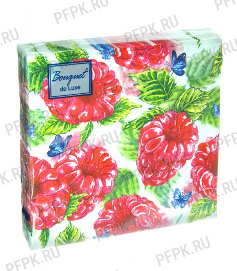Салфетки бум. BOUQUET de LUXE 24х24, 3-сл.,с рис. (25 листов) Малинка [15/15]