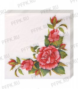 Салфетки бум. BOUQUET de LUXE 24х24, 3-сл.,с рис. (25 листов) Дикая роза NEW [15..
