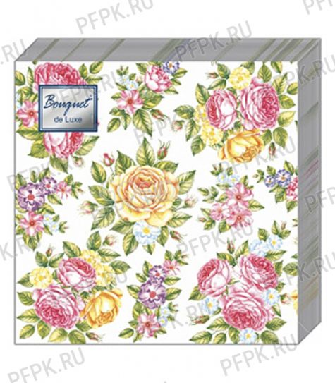 Салфетки бум. BOUQUET de LUXE 24х24, 3-сл.,с рис. (25 листов) Поле роз [15/15]