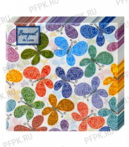 Салфетки бум. BOUQUET de LUXE 24х24, 3-сл.,с рис. (25 листов) Романтические бабо..