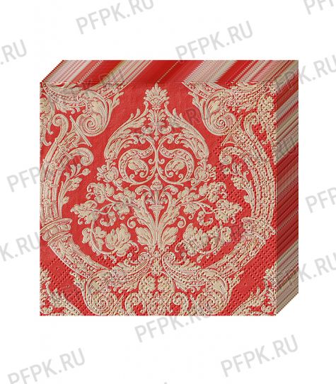 Салфетки бум. BOUQUET de LUXE 24х24, 3-сл.,с рис. (25 листов) Royal (золото) на бордовом [15/15]