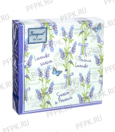 Салфетки бум. BOUQUET de LUXE 24х24, 3-сл.,с рис. (25 листов) Лаванда и бабочки [15/15]