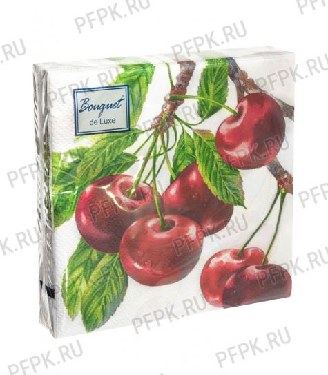 Салфетки бум. BOUQUET de LUXE 24х24, 3-сл.,с рис. (25 листов) Вишня [15/15]