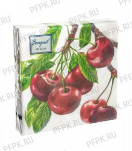 Салфетки бум. DESNA BOUQUET de LUXE 24х24, 3-сл.,с рис. (25 листов) Вишня [15/15]