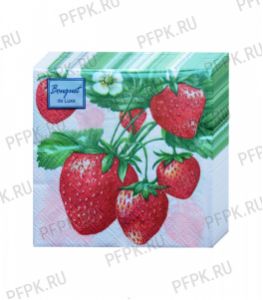Салфетки бум. DESNA BOUQUET de LUXE 24х24, 3-сл.,с рис. (25 листов) Клубника [15/15]