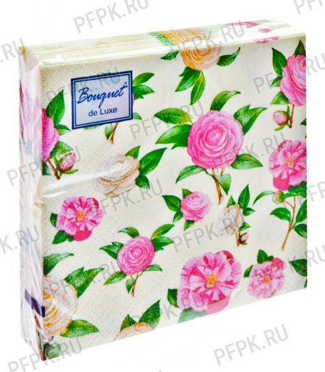 Салфетки бум. BOUQUET de LUXE 24х24, 3-сл.,с рис. (25 листов) Нежные розы [15/15]