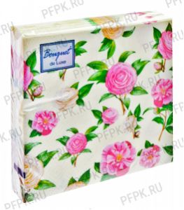 Салфетки бум. BOUQUET de LUXE 24х24, 3-сл.,с рис. (25 листов) Нежные розы [15/15..